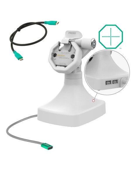 GDS® Uni-ConnT Powered Locking Tilt & Swivel Dock with USB-C + Data Gray