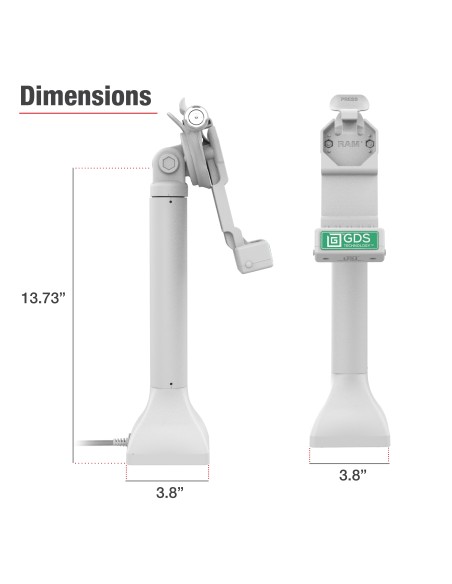 GDS® Uni-ConnT 14" Locking Pedestal Dock with USB-C - Gray