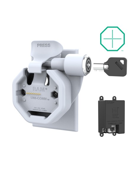 GDS® Uni-ConnT Powered Locking Snap-In Wall Dock with PoE - Gray