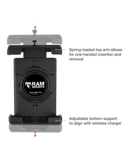 RAM® Quick-GripT Pro XL Phone Mount with Small Tough-ClawT Base - Medium