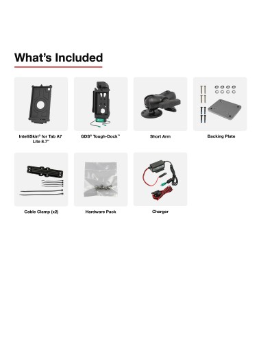 GDS® Uni-ConnT Vehicle Bundle + Single USB-C for Samsung Tab A7 Lite 8.7