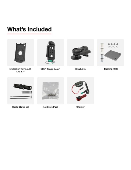 GDS® Uni-ConnT Vehicle Bundle + Single USB-C for Samsung Tab A7 Lite 8.7