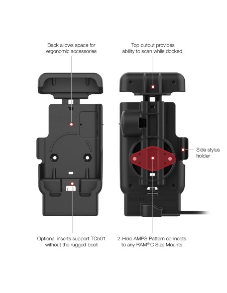 RAM® Powered Dock with Pogo Pins for Zebra TC501