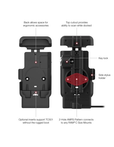 RAM® Locking Powered Dock with USB-C for Zebra TC501