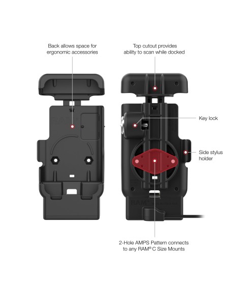 RAM® Locking Powered Dock with Pogo Pins for Zebra TC701