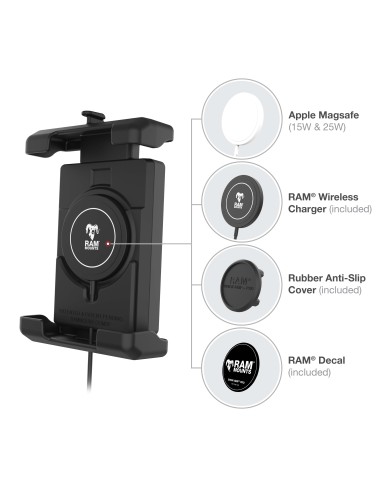 RAM® Quick-GripT Pro XL Vibration Damping Phone Mount & Qi2 15W Charger