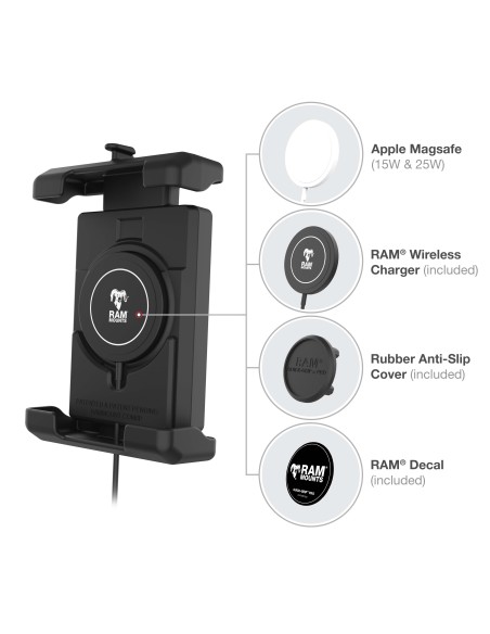 RAM® Quick-GripT Pro XL Vibration Damping Phone Mount & Qi2 15W Charger