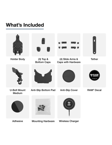 RAM® Quick-GripT Pro Phone Handlebar Mount with Qi2 15W Wireless Charger