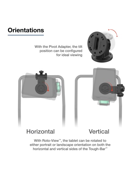 RAM® Friction Hinge Mount for Tough-BarT with Roto-ViewT & Pivot Feature
