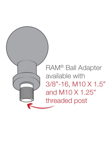 RAM® Ball Adapter with M10-1.25 Threaded Post