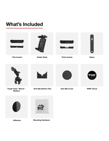 RAM® Quick-GripT Pro XL Phone Mount with Small Tough-ClawT Base - Medium