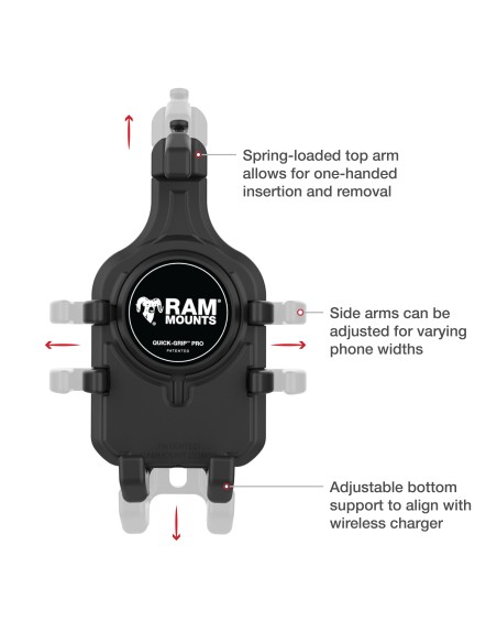 RAM® Quick-GripT Pro Phone Mount with Medium TorqueT Base - Medium