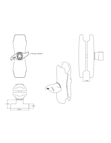 RAM® Double Socket Arm with Jam Nut - D Size Medium