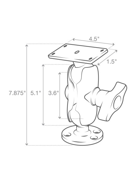 RAM® Drill-Down Ball Mount for Humminbird Helix 8-10 & XPLORE Series