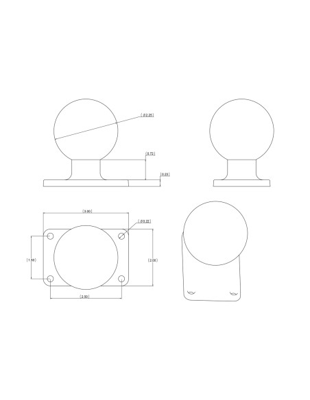 RAM® Ball Base with 1.5" x 2.5" 4-Hole Pattern - D Size