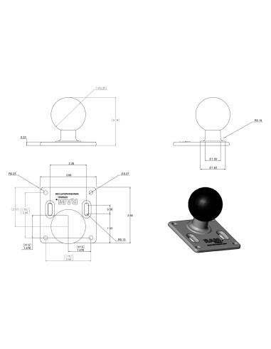 RAM® 75x75mm VESA Plate with Ball