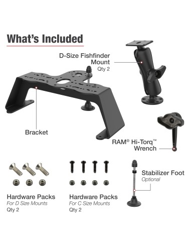 RAM® Fish Finder Deck Kit with Dual Humminbird Helix 8-10 & XPLORE Mount