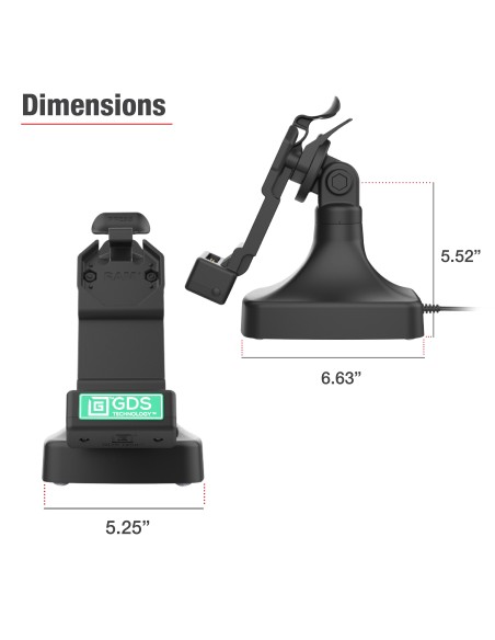GDS® Uni-ConnT Tilt & Swivel Dock with USB-C + Data