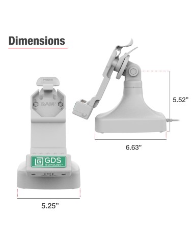 GDS® Uni-ConnT Tilt & Swivel Dock with USB-C - Gray