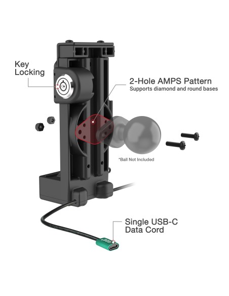 GDS® Uni-ConnT Locking Spring Loaded Power + Single USB-C Dock