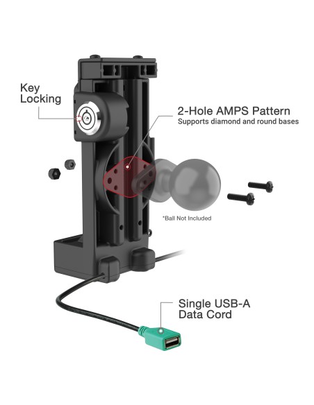 GDS® Uni-ConnT Locking Spring Loaded Power + Single USB-A Dock