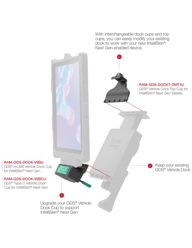 GDS® Vehicle Dock Standard Top Cup for IntelliSkin® Next Gen Tablets