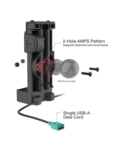 GDS® Uni-ConnT Spring Loaded Power + Single USB-A Dock - Heated Pins
