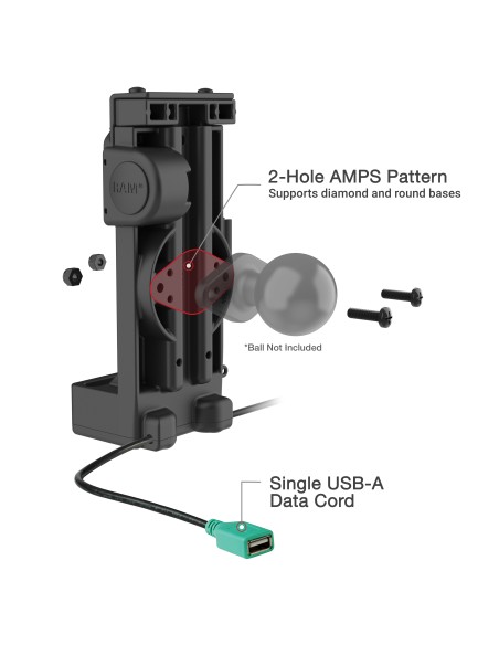 GDS® Uni-ConnT Non-Locking Spring Loaded Power + Single USB-A Dock