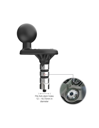 RAM® Motorcycle Fork Stem Wedge Ball Base - 12-18mm Holes