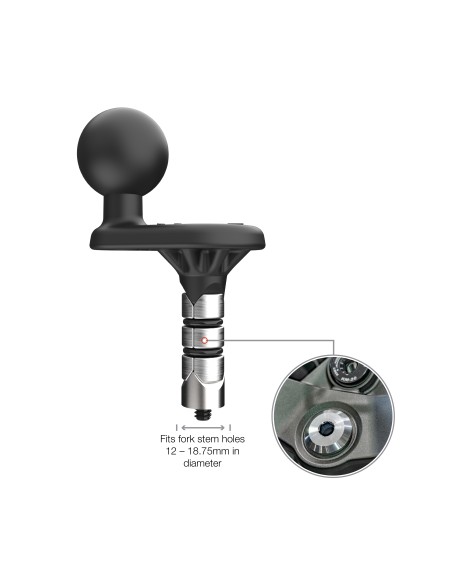 RAM® Motorcycle Fork Stem Wedge Ball Base - 12-18mm Holes