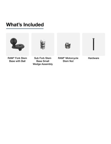 RAM® Motorcycle Fork Stem Wedge Ball Base - 12-18mm Holes