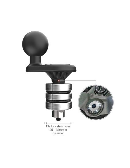 RAM® Motorcycle Fork Stem Wedge Ball Base - 25-32mm Holes