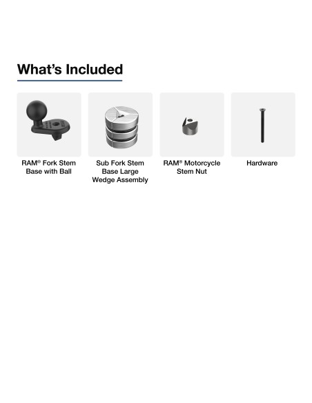 RAM® Motorcycle Fork Stem Wedge Ball Base - 25-32mm Holes