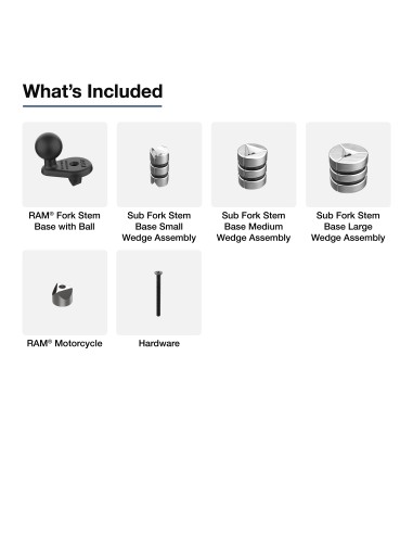 RAM® Motorcycle Fork Stem Wedge Ball Base - 12-32mm Holes