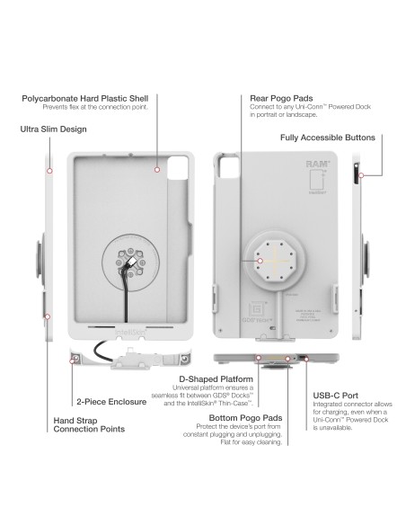IntelliSkin® Thin-CaseT iPad Air 11 M2, M3, M4 D Shape & Rear Pads Gray