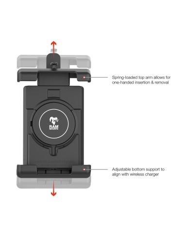 RAM® Quick-GripT Pro XL Tough-ClawT Mount with Qi2 15W Wireless Charger