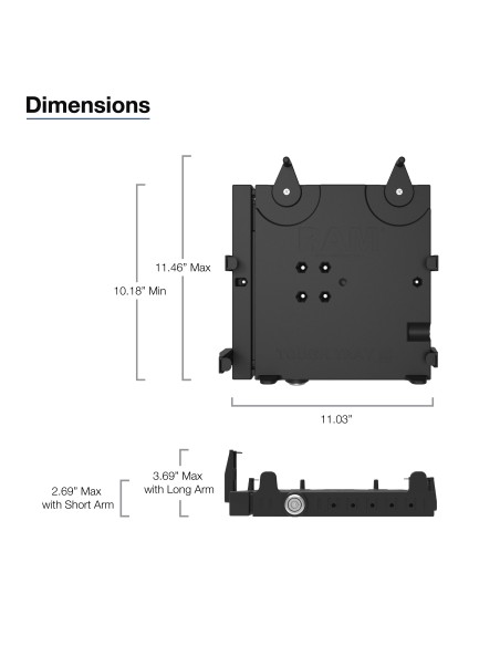 RAM® No-DrillT Laptop Mount for Toyota 4Runner & Tacoma