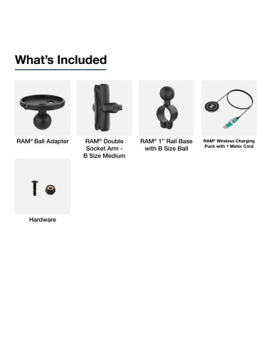 RAM® Double Ball Rail Mount with RAM® Qi2 15W Wireless Charger
