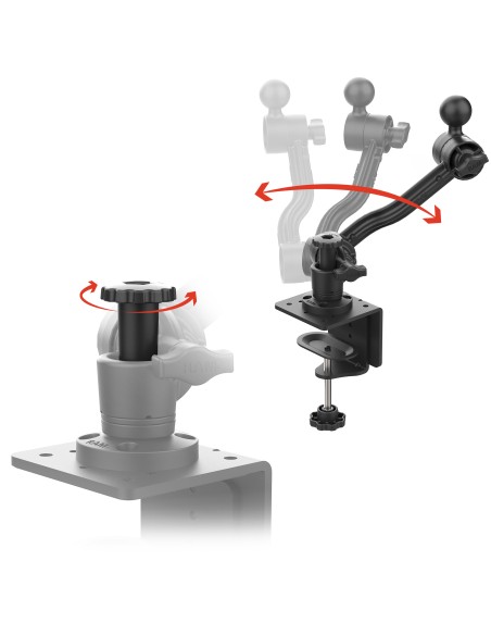 RAM® Heavy Duty C-Clamp Base with Swivel Ratchet Arm & Ball - C Size
