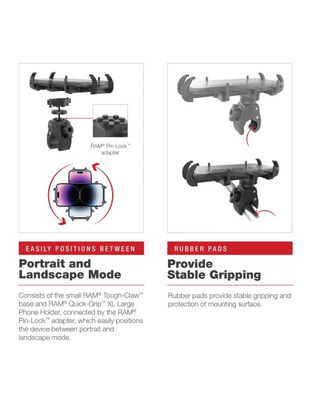 RAM® Low-Profile Tough-ClawT Small Clamp Mount