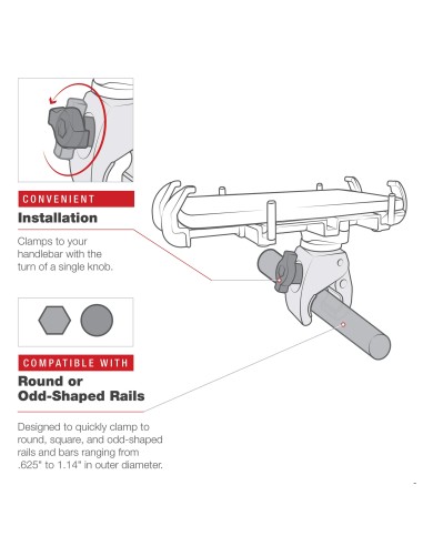 RAM® Low-Profile Tough-ClawT Small Clamp Mount