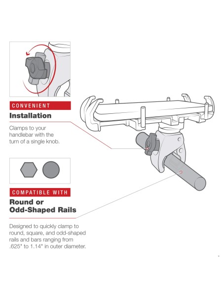 RAM® Low-Profile Tough-ClawT Small Clamp Mount