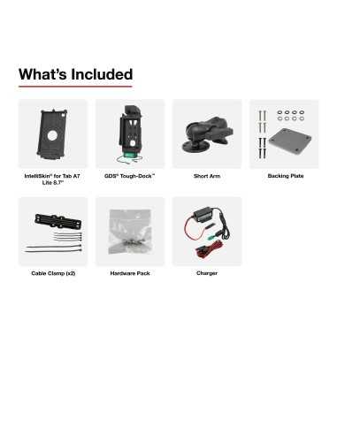 GDS® Uni-ConnT Vehicle Bundle + Single USB-C for Samsung Tab A7 Lite 8.7