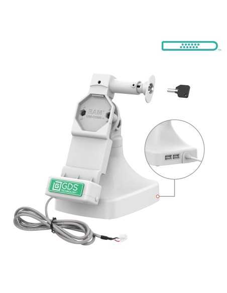 GDS® Uni-ConnT Locking Tilt & Swivel Dock with PoE + Data - Gray