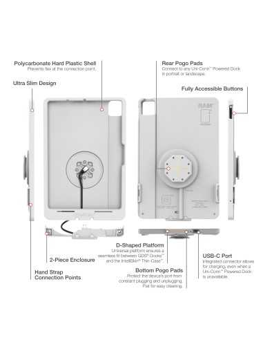 IntelliSkin® Thin-CaseT iPad Air 11 M2, M3, M4 D Shape & Rear Pads Gray