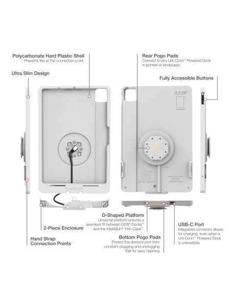 IntelliSkin® Thin-CaseT iPad Air 11 M2, M3, M4 D Shape & Rear Pads Gray