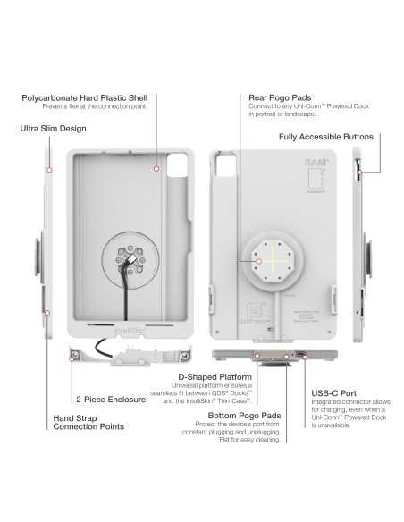 IntelliSkin® Thin-CaseT for iPad Pro 11 (D Shape & Rear Pads) Gray