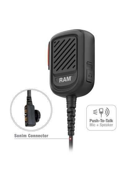 RAM® Remote Speaker Mic with Sonim SecureAudio Connector