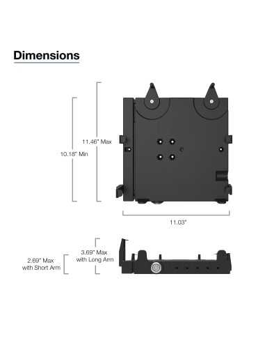 RAM® No-DrillT Laptop Mount for '14-26 Ford Transit Full Size Van