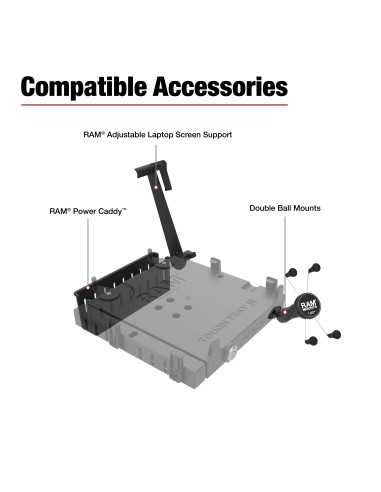 RAM® No-DrillT Laptop Mount for '15-26 Ford F-150, '17-26 F-250 + More